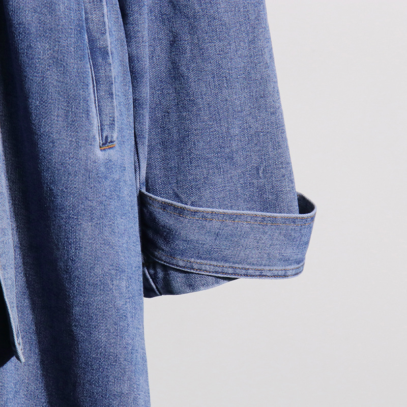 Abbigliamento da donna Trench lungo alla moda e dal temperamento nuovo di zecca, colletto in pelliccia staccabile, design di nicchia, giacca in denim_voghion.com