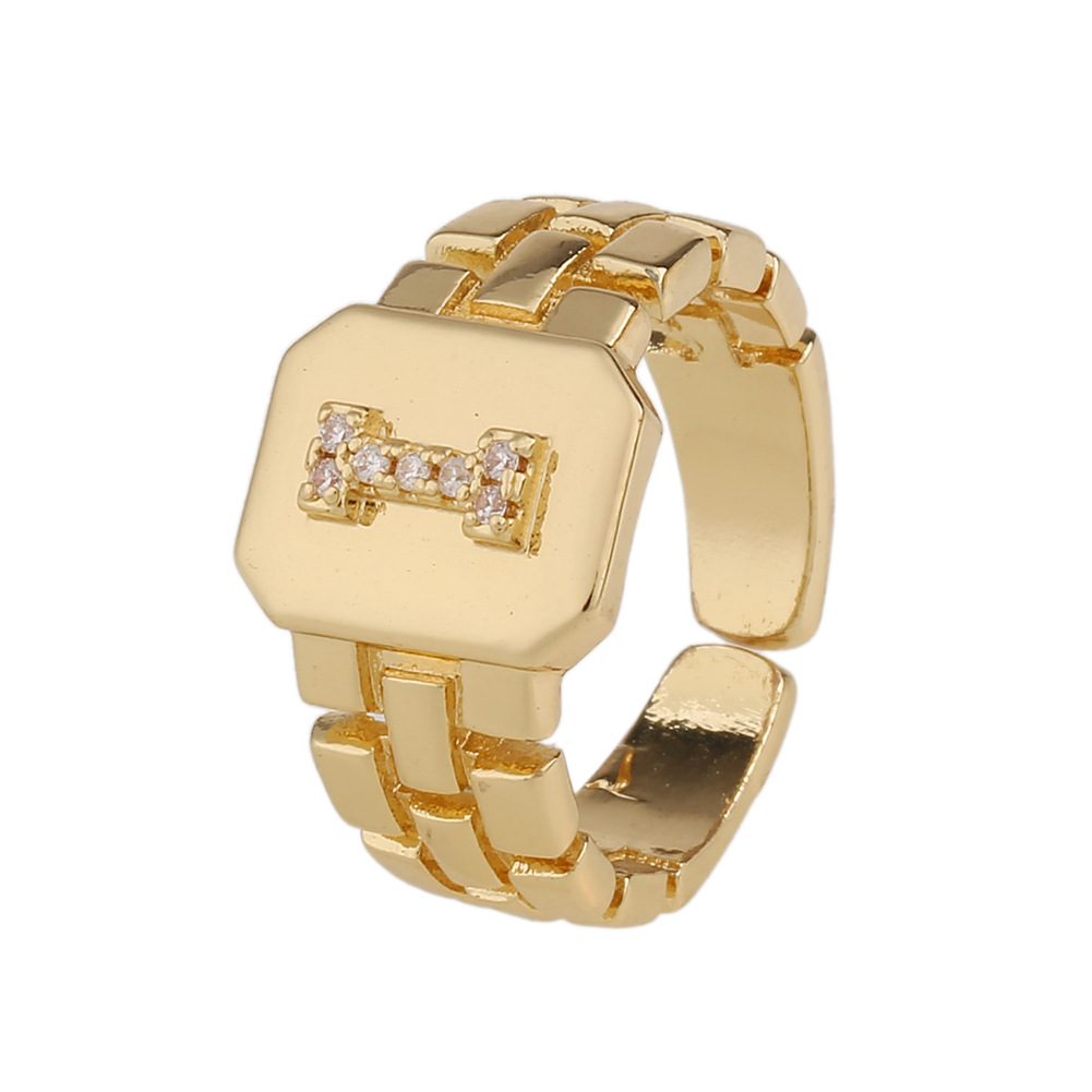 New Fashion Copper-plated 26 English Alphabet Open Ring display picture 5