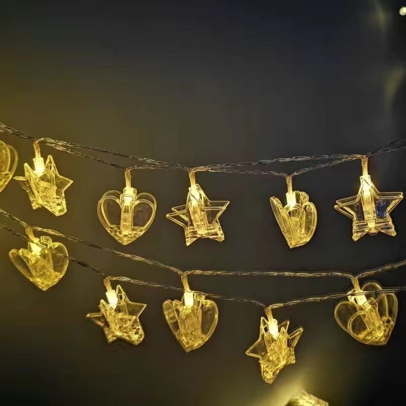 LED clip luz cadena foto clip color luz caja de batería con control remoto Fondo decoración de la pared colgante luz fiesta diseño transfronterizo