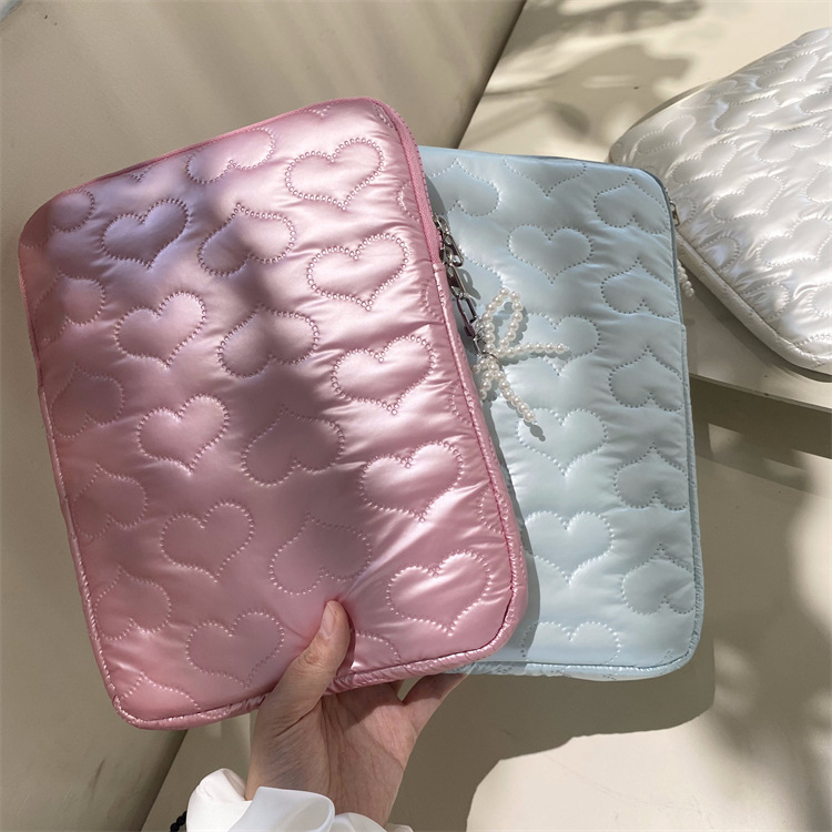 Cross-border South Korea ins Love Bow Pearl Tablet Storage Bag ipad11/13 inch Laptop
