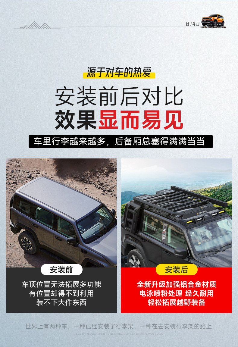 Brand New Bj40 Roof Rack Frame Explorer Modified Folding Ladder Expansion Platform Side Tent Backpack