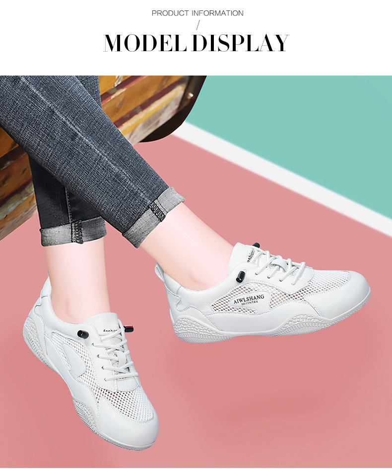 Giày sneaker nữ da thật trắng đế mỏng lưới thoáng khí mùa hè 2025 — Màu be L58109KAY, TrắngL58109KAY chi tiết 9