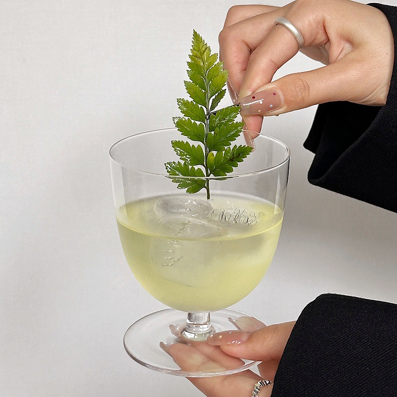 Nicho Zhongins viento taza de vidrio ultra delgada boca inversa taza de cóctel baja taza de café casera bebida fría taza de hockey taza de vinos