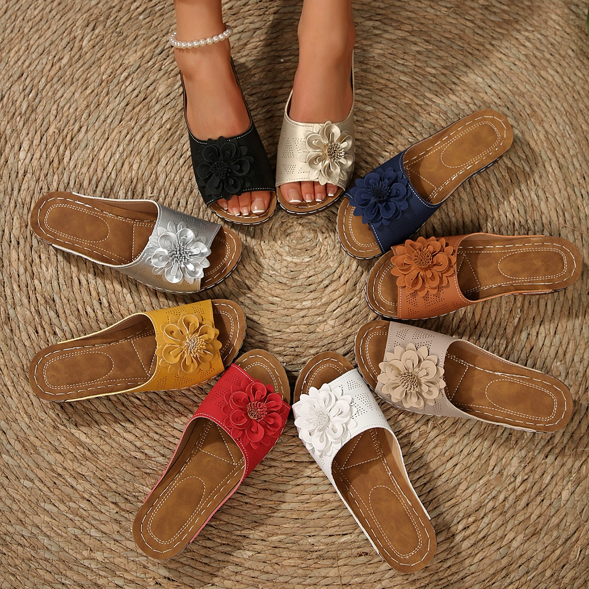 Внешняя торговля женская обувь большого размера весна и лето 2025 новый Amazon трансграничный наклон с открытыми пальцами