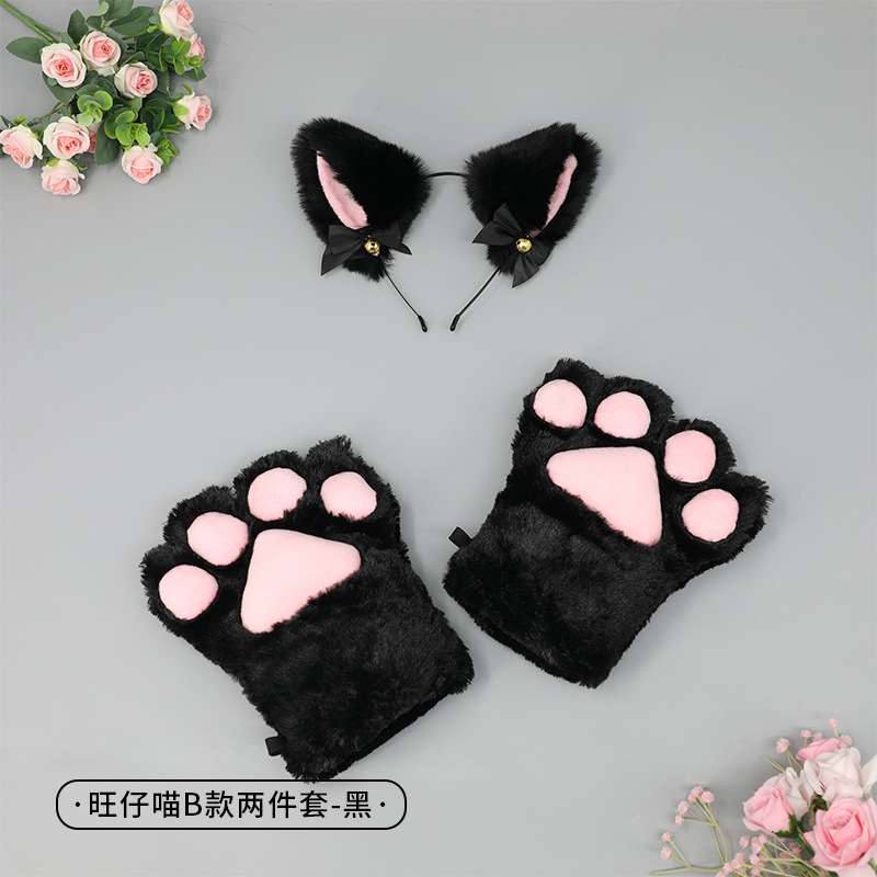 Entrega de una sola pieza lindo gato Cosplay accesorios orejas de gato diadema garra de gato guantes cola de gato accesorios traje