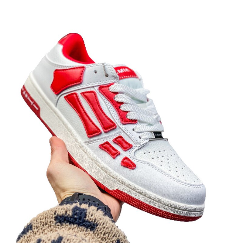Pure Original Amiri Bone Shoes Accessible Luxury Niche Sneakers Genuine Leather Thick-Soled Skateboard Shoes Men's and Women's Sports Shoes Climax Shoes
