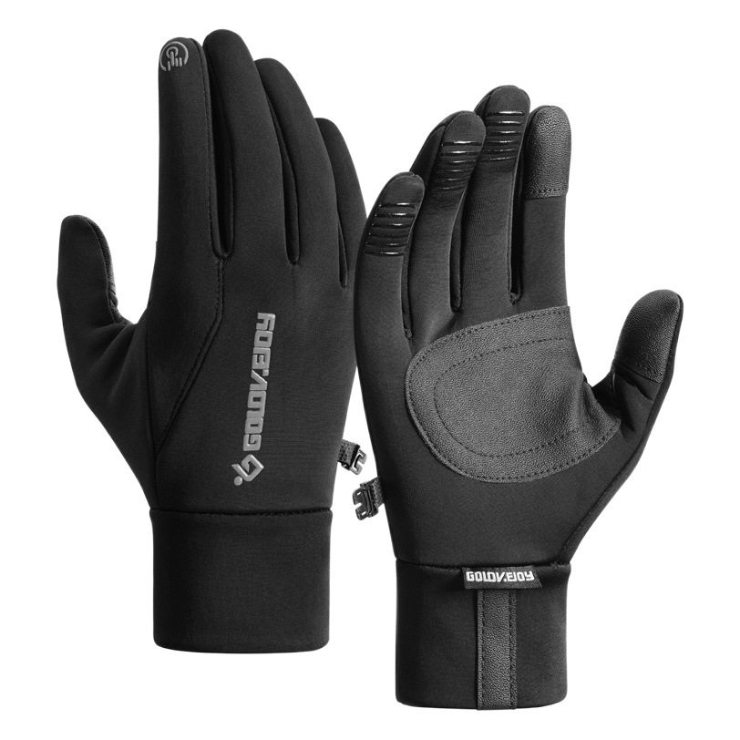 Guantes de ciclismo al aire libre de invierno a prueba de viento, impermeable, pantalla táctil de invierno, antideslizante, resistente al desgaste, forro y guantes cálidos de terciopelo para hombres