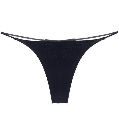European and American double-layered thin belt sexy thong low-waist printed bikini women's T-shaped sexy panties fitness exercise