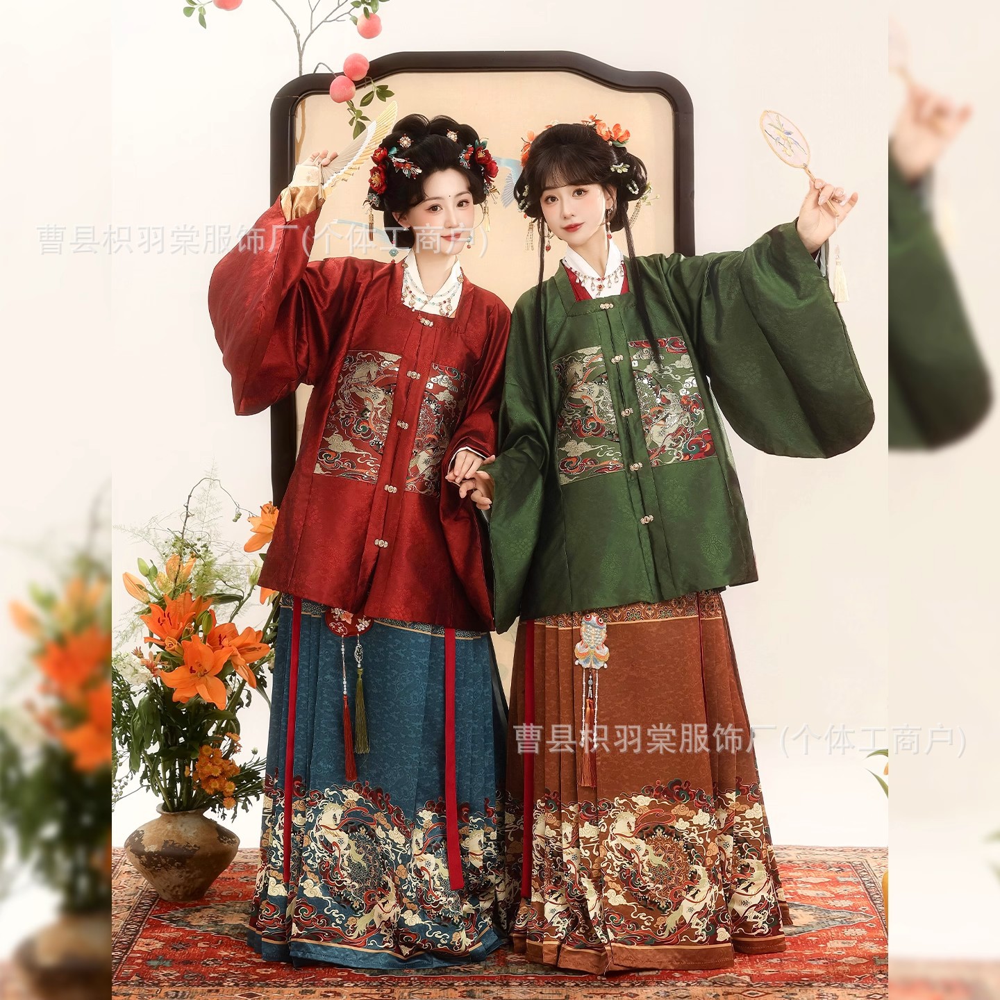 Zhi Yutang's Original Ming-Style Han Dynasty [Shenma] Year of the Horse Square Collar Patchwork Makeup Autumn and Winter Horse-Faced Skirt Suit