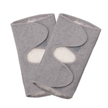 批发羊毛护膝粘扣大松紧性高弹力羊皮毛一体开口护膝