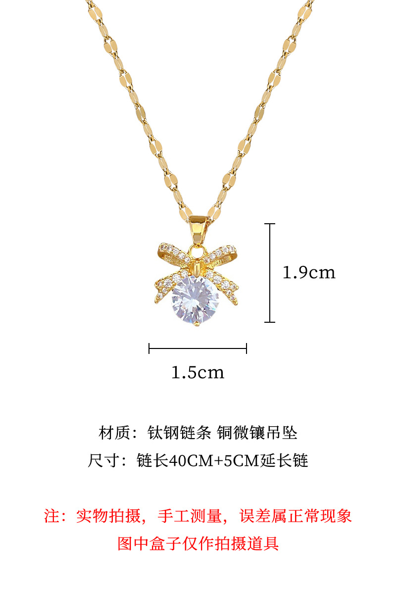 [Titanstahl] Leichtes und luxuriöses Temperament, wunderschöne Halskette mit Fliege-Anhänger, weibliche Internet-Berühmtheit,_voghion.com