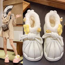 2003年秋冬新款保暖女韓版卡通雪地棉平底低跟前系帶加絨棉淺口鞋