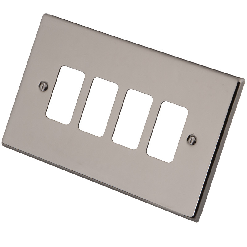 英标英式英规英国模块面板 4 MODULE GRID PLATE BLACK NICKEL