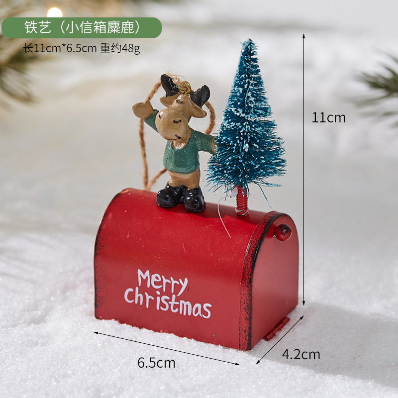 2025 新しいクリスマス鉄装飾キャビンメールボックス屋内と屋外の装飾バーショッピングモールの窓の小道具の装飾|undefined