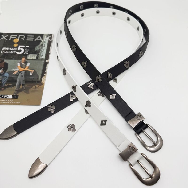 Western Poker Belt Pin Buckle Belt for Men and Women 2025 European and American Metal Silver Buckle Rivet Belt Without Punching Western Poker Belt Pin Buckle Belt for Men and Women 2025 European and American Metal Silver Buckle Rivet Belt Without Punching