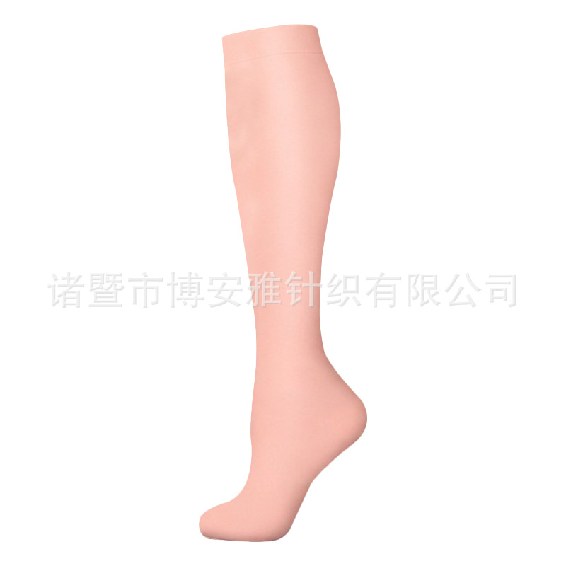 Calcetines de compresión transfronterizos para mujer, calcetines deportivos elásticos de compresión para correr, calcetines de compresión planos de color sólido para enfermeras con soporte para venas.