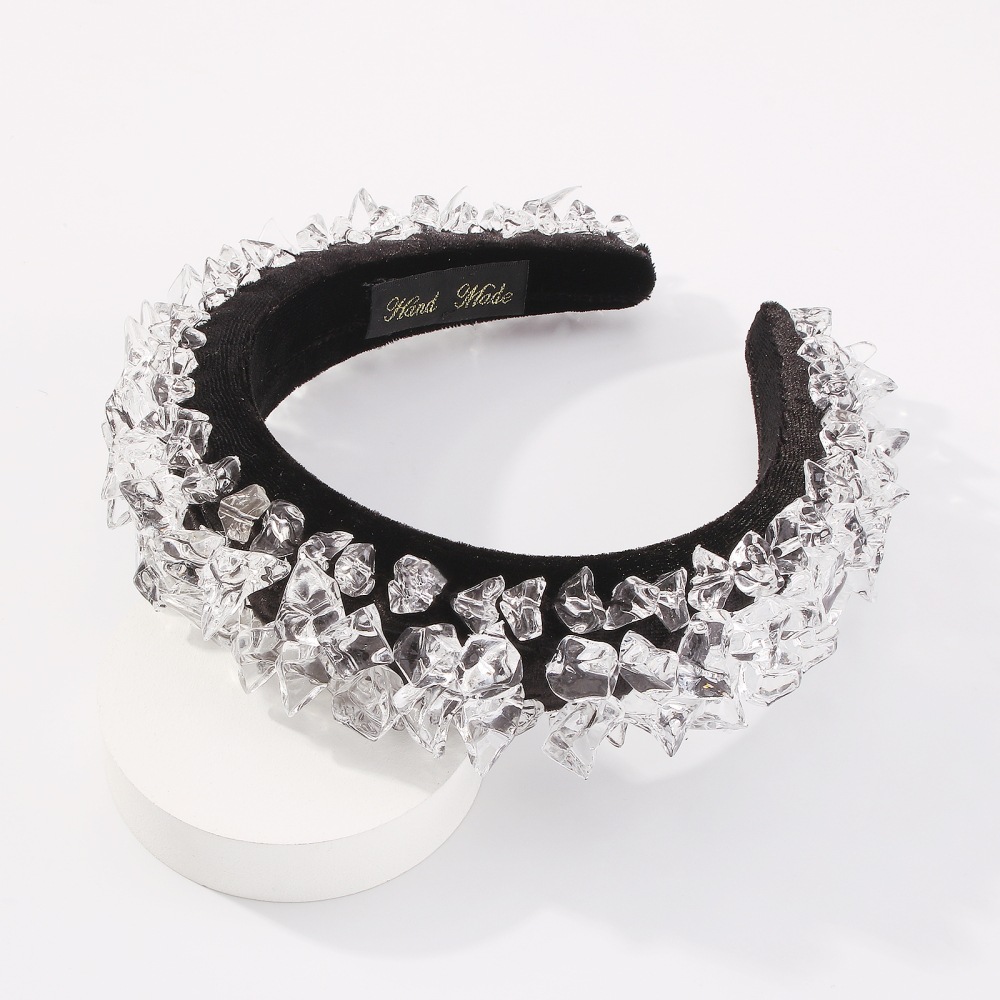 Fashion Transparent White Corduroy Transparent Resin Wide Brim Headband