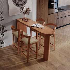 实木吧台桌家用长条桌靠墙高吧桌客厅隔断高脚桌吧台岛台桌子