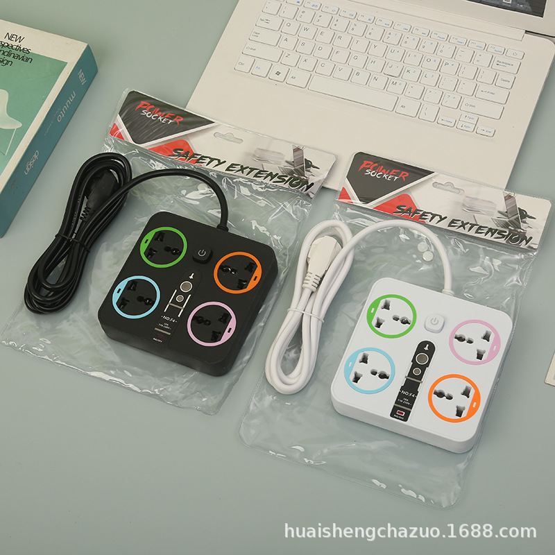 彩色圈圈外贸插座黑色白色可选中性袋子包装英标欧标美标多功能款