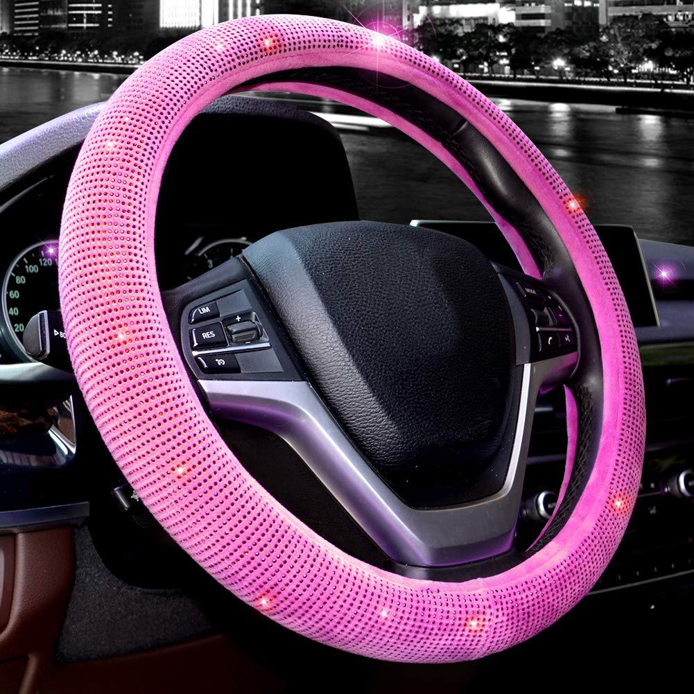 Source Factory Cross-Border Car Diamond-Studded Steering Wheel Cover with Inner Ring, Full Rhinestone Car Interior Handle Cover