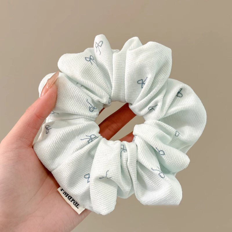 Corbata de pelo de intestino de lunares de crema grande coreana, gomas de goma de cola de caballo suaves para mujer, accesorios para el cabello de bola, accesorios para el cabello, cuerda para la cabeza