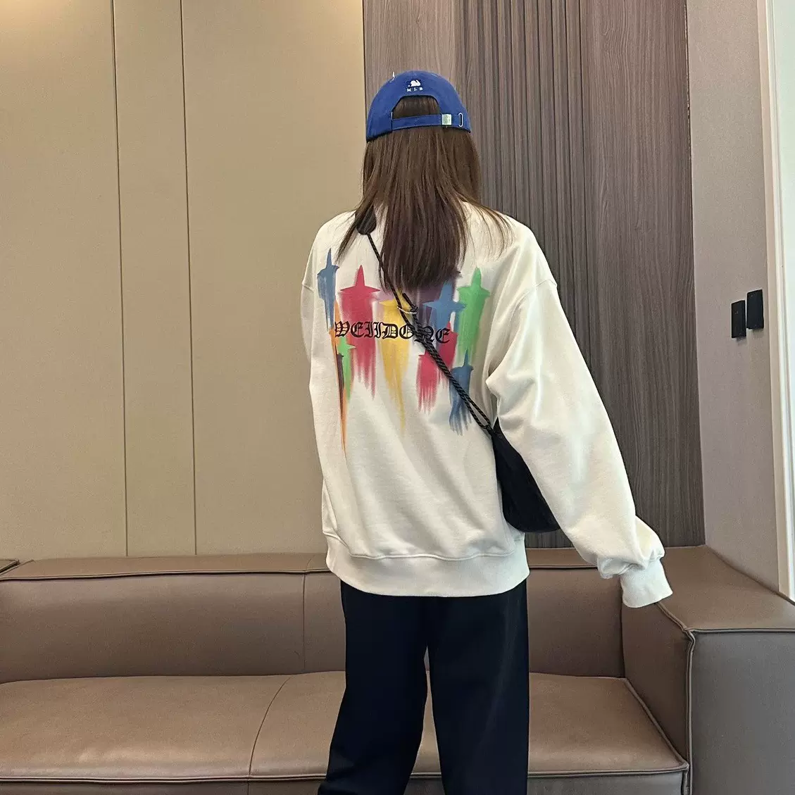 WE11 CIKSH卫衣女彩虹星星宽松休闲男女情侣圆领长袖上衣棉