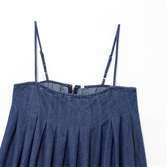 spring fitted denim design dress for leisure