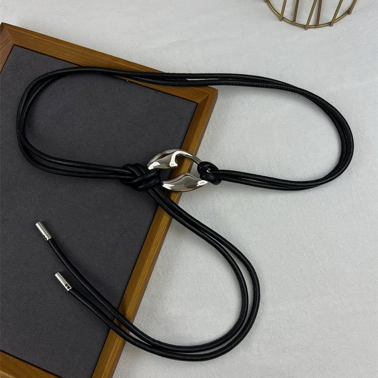 French-Style Women's Thin Waist Belt Retro Decorative Dress Shirt Versatile Black Waist Chain Accessory Belt for Women