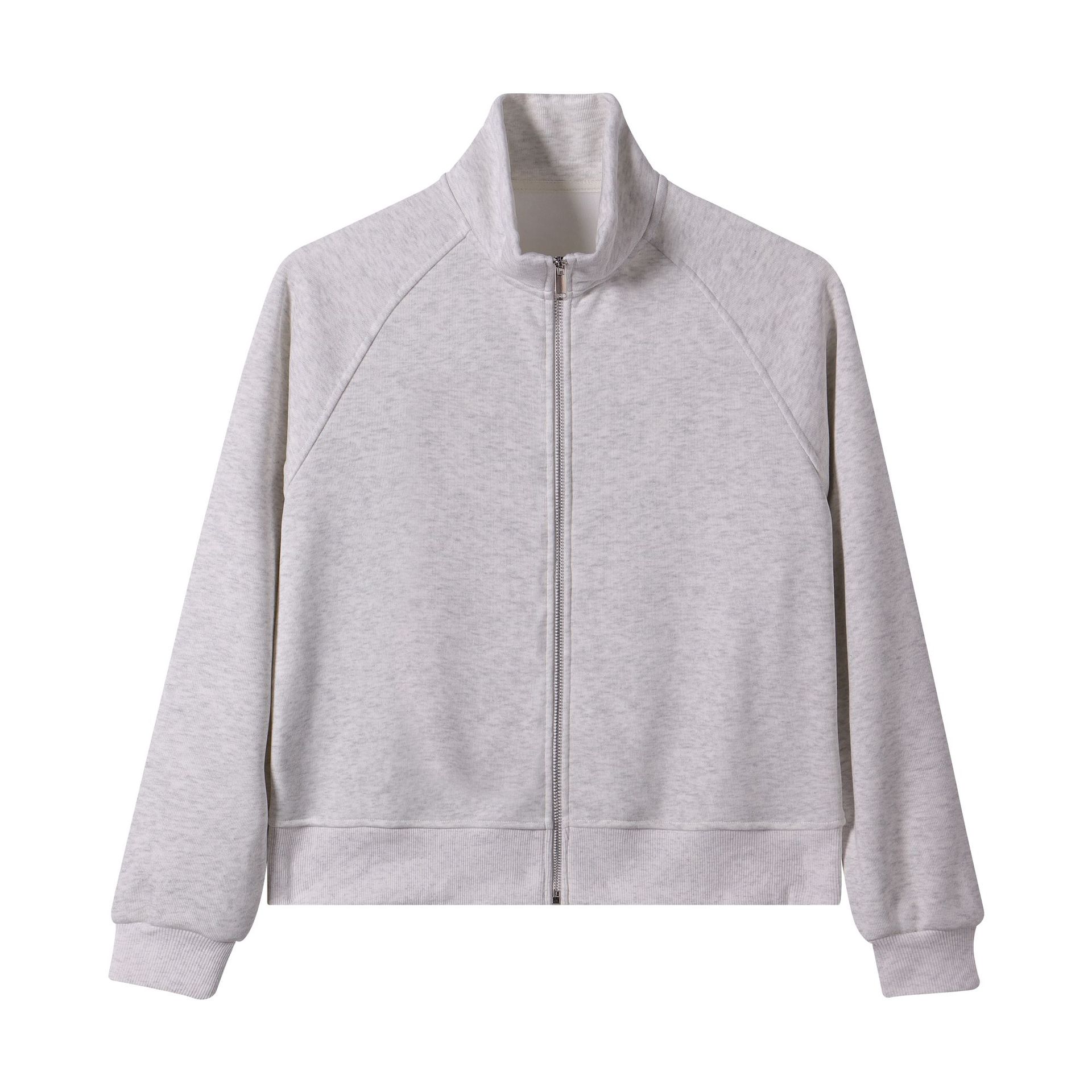 Otoño y invierno pesado 420g algodón isla de color sólido con cremallera de cuello corto chaqueta de moda de mujer con camisa suelta cálida de lana
