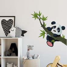 熊貓牆貼自粘ins貼紙兒童房牆面塗鴉卡通動物貼畫幼兒園背景裝飾