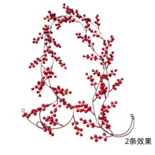 跨境人造圣诞红果浆果藤条跨境圣诞气氛布置家居装 饰圣诞红果藤