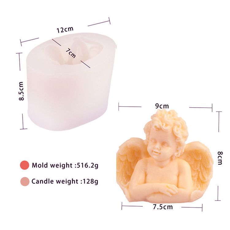 3D alas de ángel vela molde de silicona molde de yeso hecho a mano jabón arcilla ángel bebé herramientas de decoración de la torta