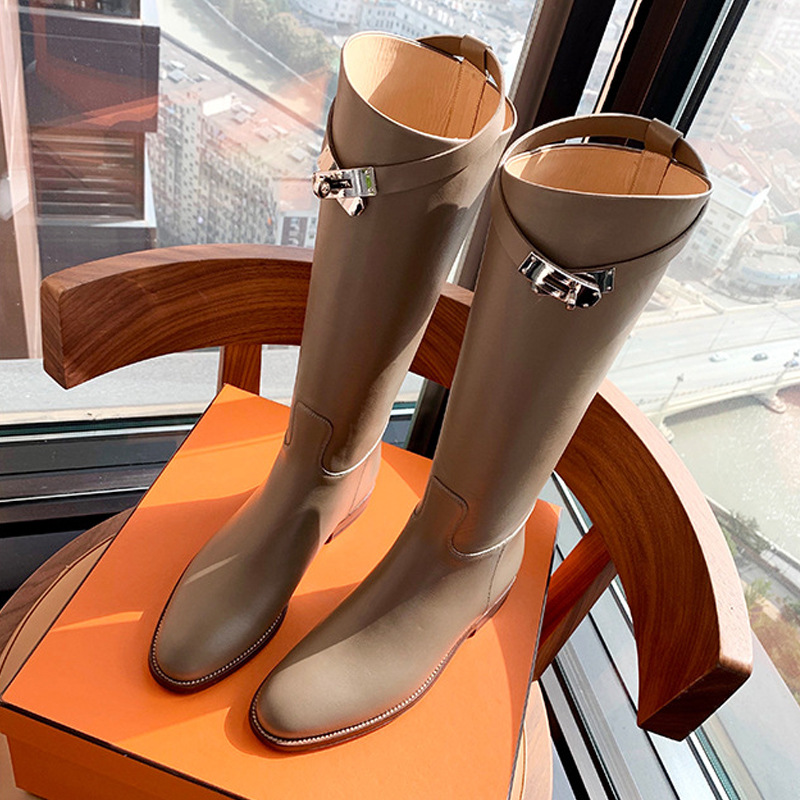 2024 Herbst/Winter Neue spitze kleine grobe Ferse Ritter mit mittelhohem Schaft lange Stiefel für Damen_voghion.com