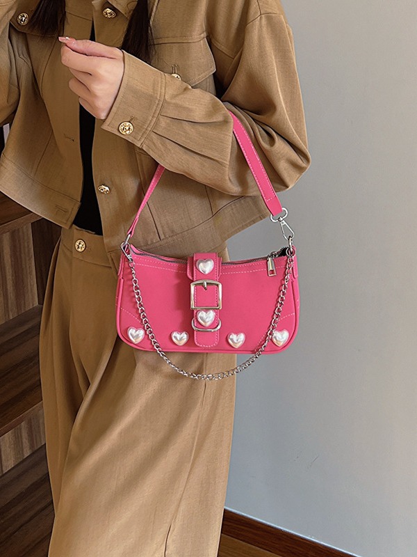 Retro Rose Red Baguette Love Mahjong Bag