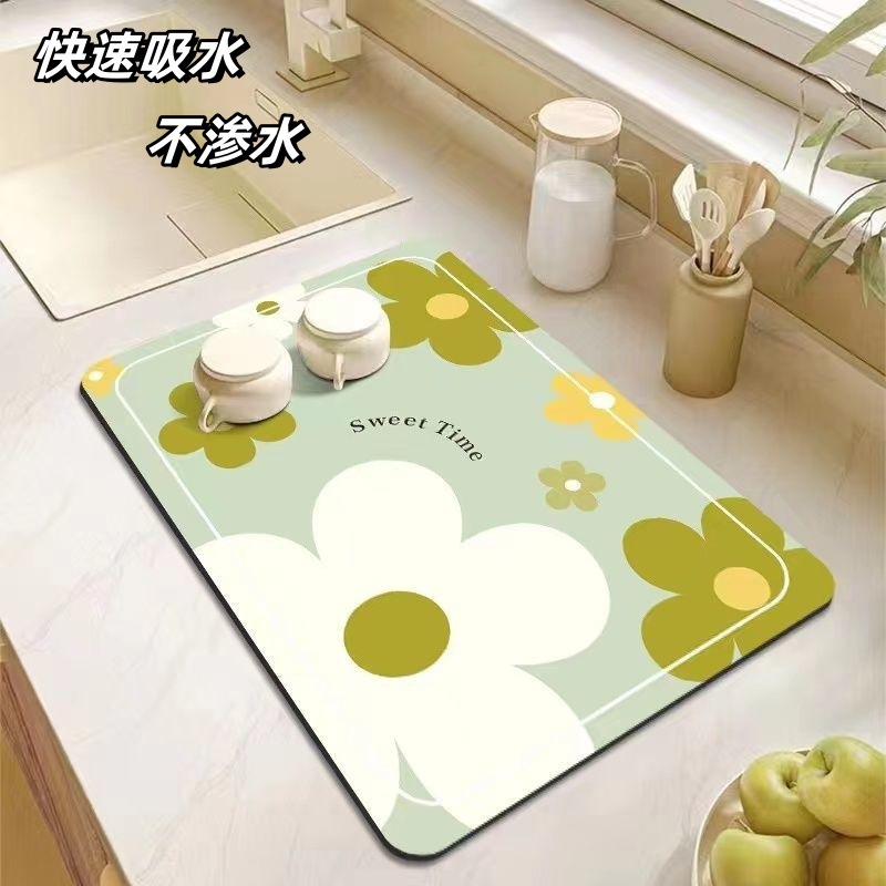 주방 컵받침, 흡수 패드, 규조토 진흙 배수 패드, 식기, 접시, 플레이스 매트, 물 조절 패드, 바 매트, 탁상용 찻잔 받침