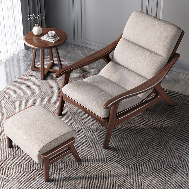 新中式胡桃木實木躺椅午睡簡約臥室陽台椅子網紅老人客廳