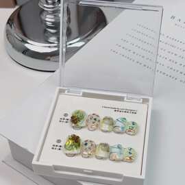 绿宝石盒子ins小众高端穿戴甲小红书手工美甲甲片百搭精致