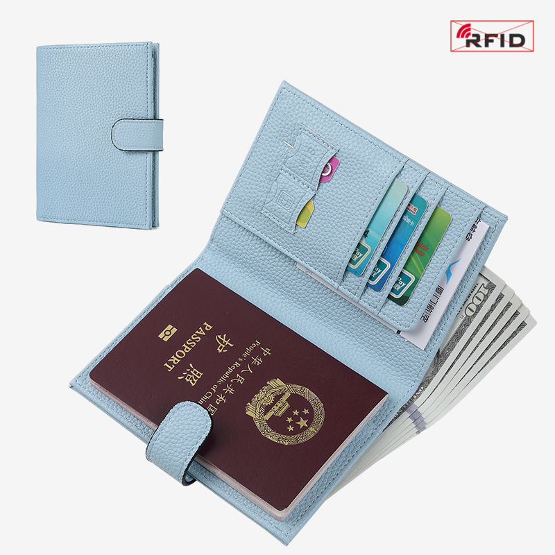Nuevo bolso de pasaporte RFID textura de cuero billetera multifuncional clip de boleto pasaporte certificado billetera bolso de almacenamiento hombres y mujeres
