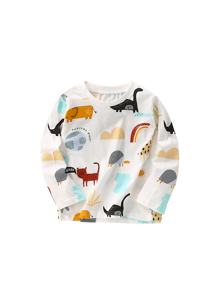 Malwee camiseta de niño otoño y invierno nuevo estilo europeo y americano de niños de media edad cuello redondo casual manga larga guapo imprimido chaqueta superior