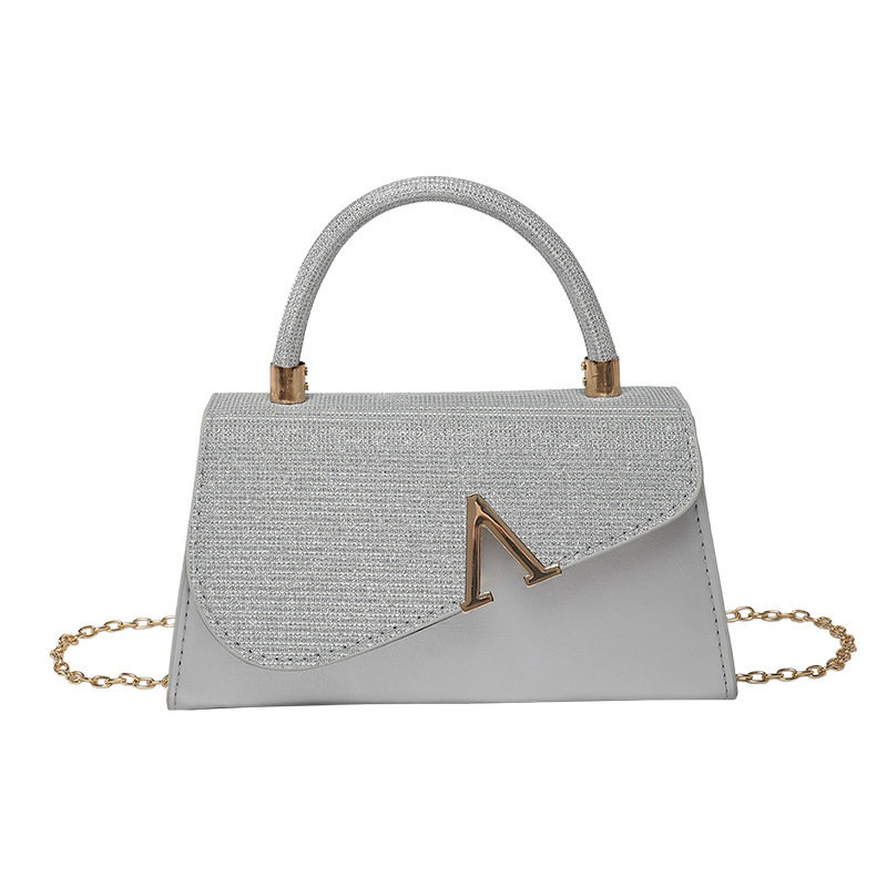 Bolso femenino transfronterizo simple europeo y americano 2025 nuevo bolso de cena de moda en forma de V de moda bolso de diamantes de imitación brillante de alto valor