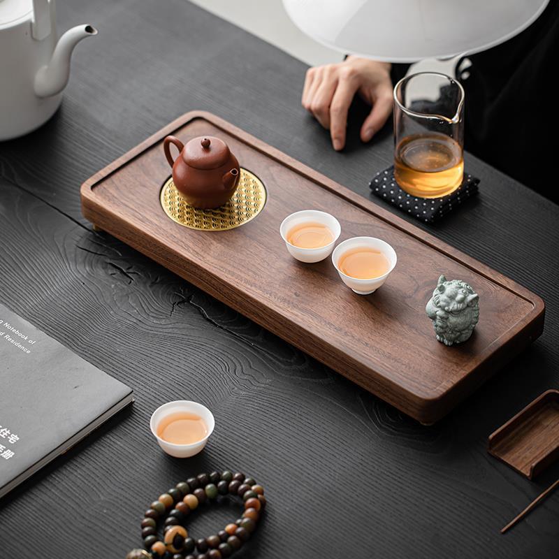 Toda la mesa de té de madera maciza de nogal negro norteamericano bandeja de té de drenaje japonés hogar Luz de lujo té de alta gama mar simple