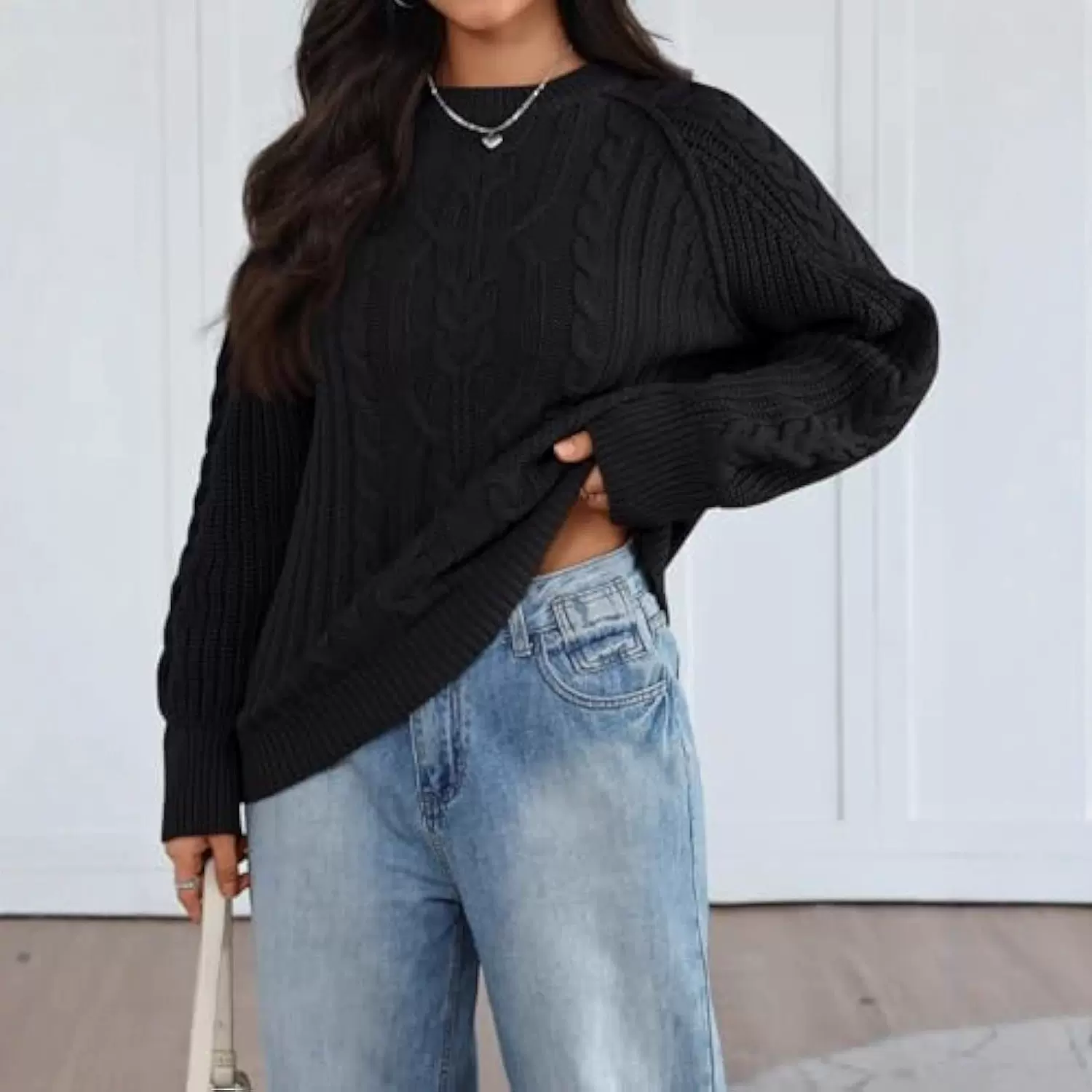 2025欧美跨境外贸女装独立站亚马逊新款-纯色-休闲通勤-上衣毛衣