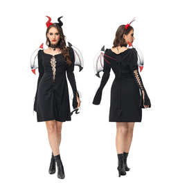 万圣节COS牛恶魔小魔王哥特制服派对夜店邪恶女魔女巫舞台演出服