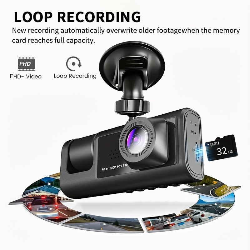 Three-Lens Car Dashcam, New Cross-Border Model, Enhanced Night Vision, Wifi Connectivity for Parking Monitoring