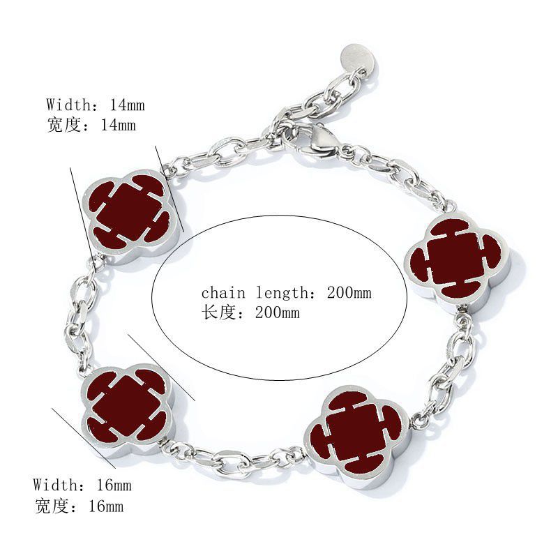 스틸 컬러 모조 쉘 네잎 클로버 레드