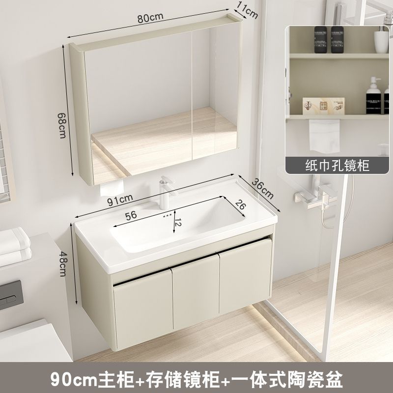 36 amplia crema de acero inoxidable lavabo baño gabinete combinación lavabo cerámica integrado pequeño apartamento Baño