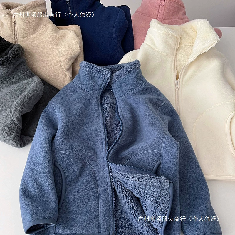 Экспортное качество мужской и женский детский воротник с воротником-качалка шерстяная куртка для детей с утолщением на молнии шерстяной свитер теплый кашемировый топ