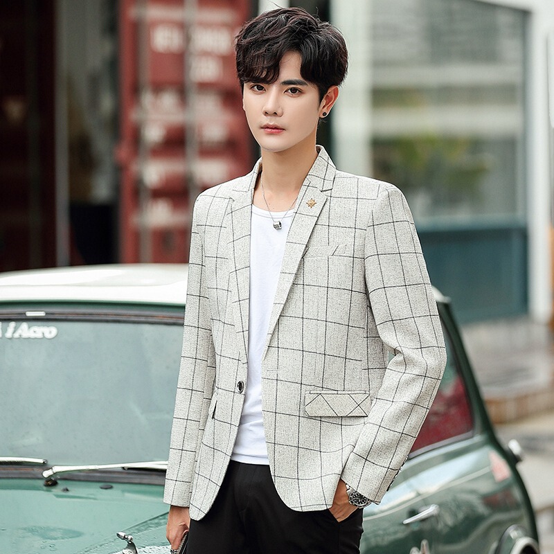 22 Spring and Autumn Young and Middle-aged Casual Suit Jacket Men's Plaid Suit Dad Suit Single Western Korean Slim Fit Jacket