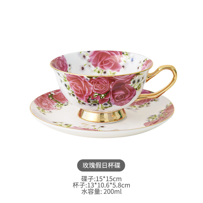 Taza de café de porcelana dorada de estilo de lujo ligero Taza de té de la tarde británica Taza de té de alto valor Taza de desayuno de alta calidad para niñas