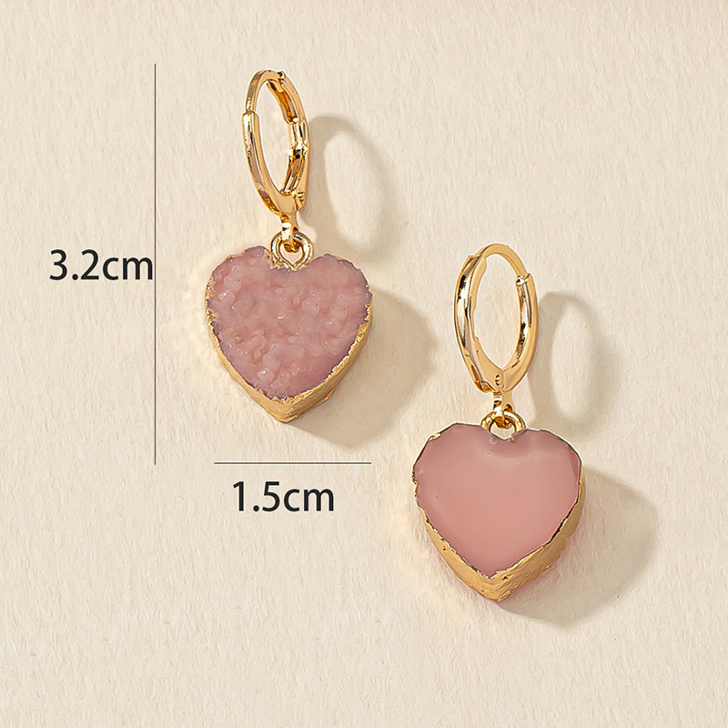 Fashion Heart Shape Synthetic Resin Alloy Plating Earrings display picture 7